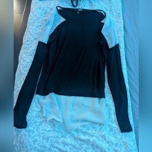 a.n.a Black and White Long Sleeve Top